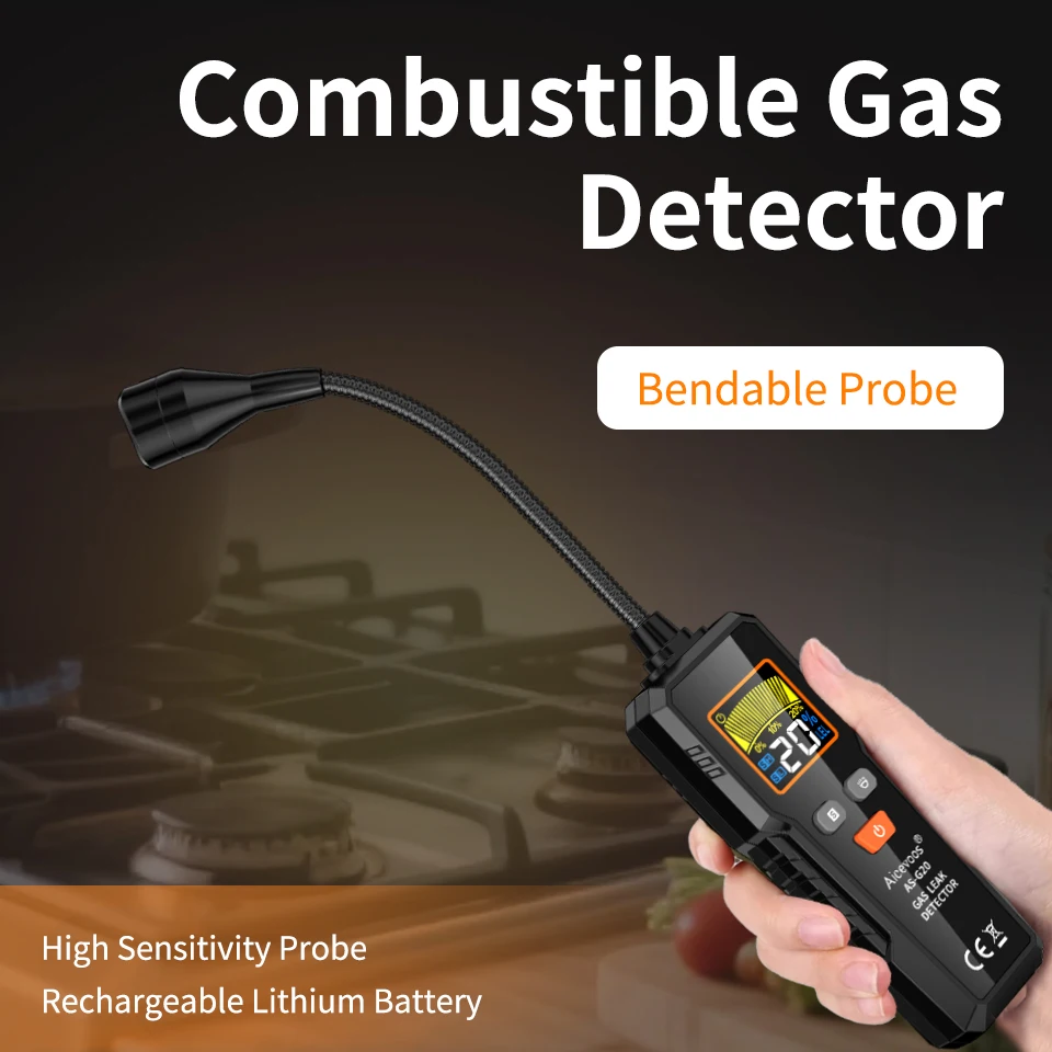 

Aicevoos Rechargeable Digital Display Combustible Gas Leak Detector Gas Alarm High-Sensitivity Natural Methane Gas Tester