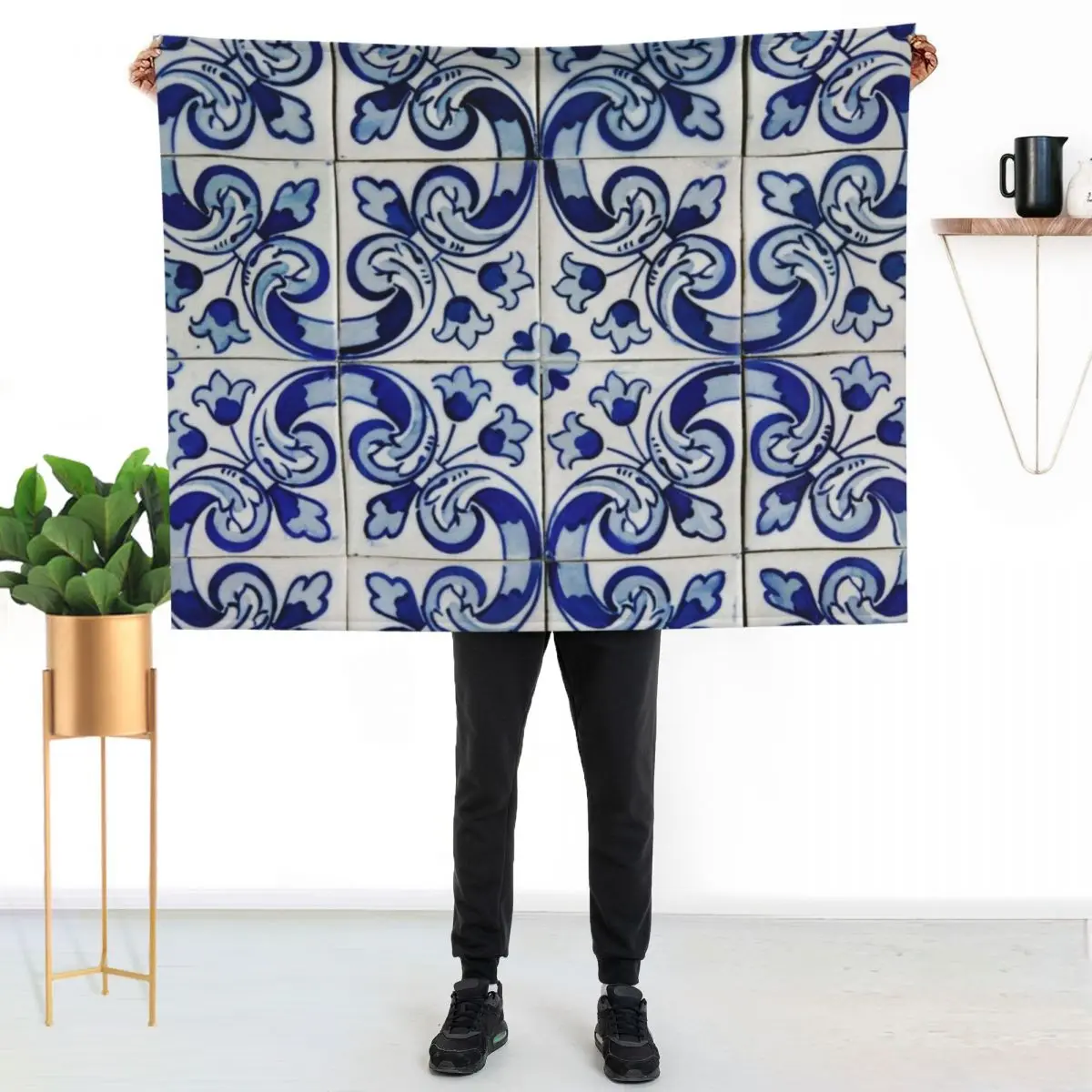 Azulejo Throw Blanket Blankets For Sofas Flannel Fabric Luxury Designer Bed covers Hairys Moving Blankets