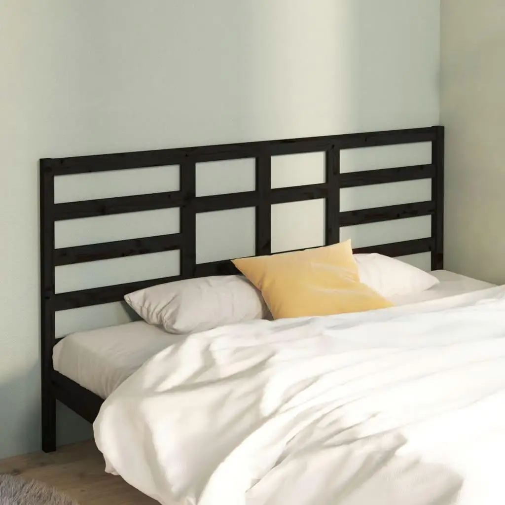 Solid Wood Pine Black Bed Headboard - 206x4x104 cm Stylish Design for Bedroom