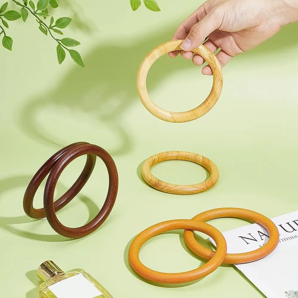 Handcraft Wooden Handbag Handles Round DIY Purse Handles Replacement Purse Strap