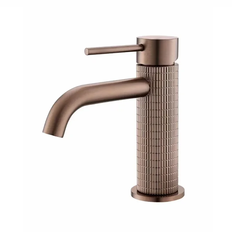 

Premium Plated Knurled Design Faucet Bathroom Solid Brass Basin Knurled Sink Bathroom Knurled Mixer