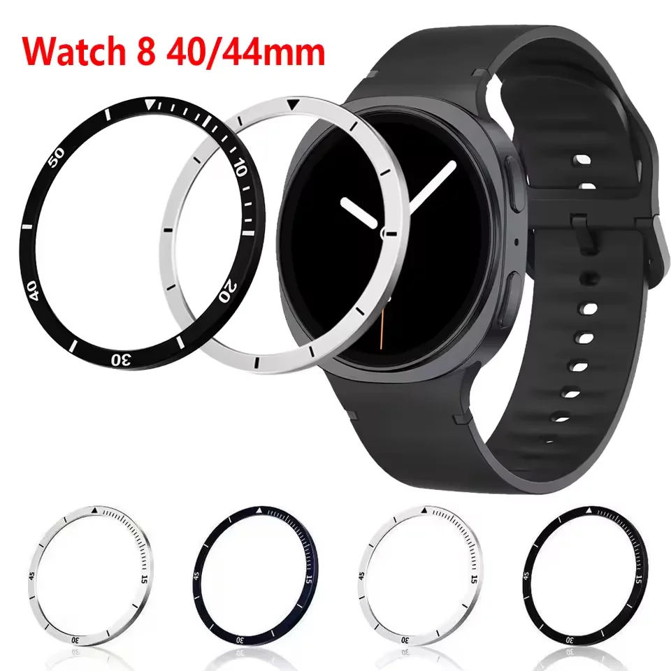 Para samsung galaxy watch 8 40mm 44mm moldura de metal protetor de tela caso gravado tempo velocidade escala capa pára-choques acessórios relógio