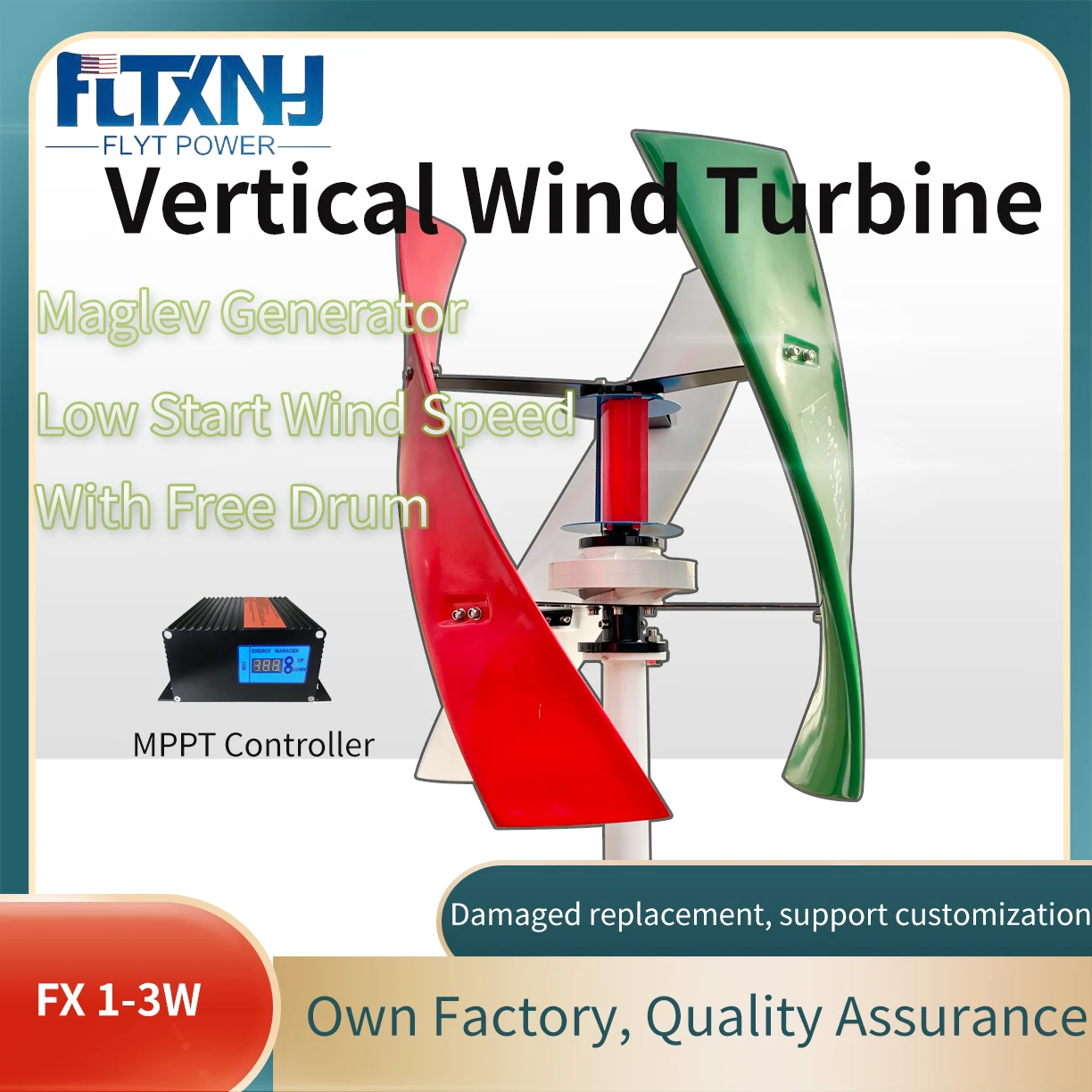 

NEW 3KW 1KW 2KW Vertical Wind Turbine Permanent Magnet Generator 3 Phase 24V 48V 12V Vertical Axis Coreless Wind Generator
