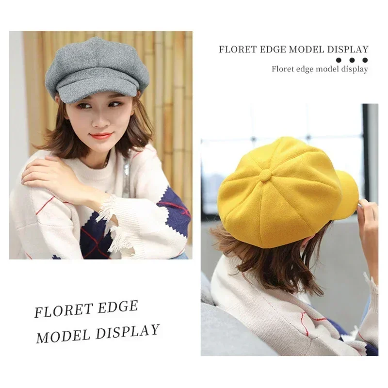 Fashion women\'s Wool  Beret Hats casual newsboy hat Stylish Artist Painter Newsboy Caps, Elegant shape