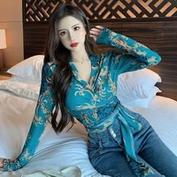 Pretty and Cheap Women's Blouses Tunic Beautiful Sexy Youth Vintage Chiffon Long Sleeve Summer Women's Shirts 2025 Casual Green - Image 4