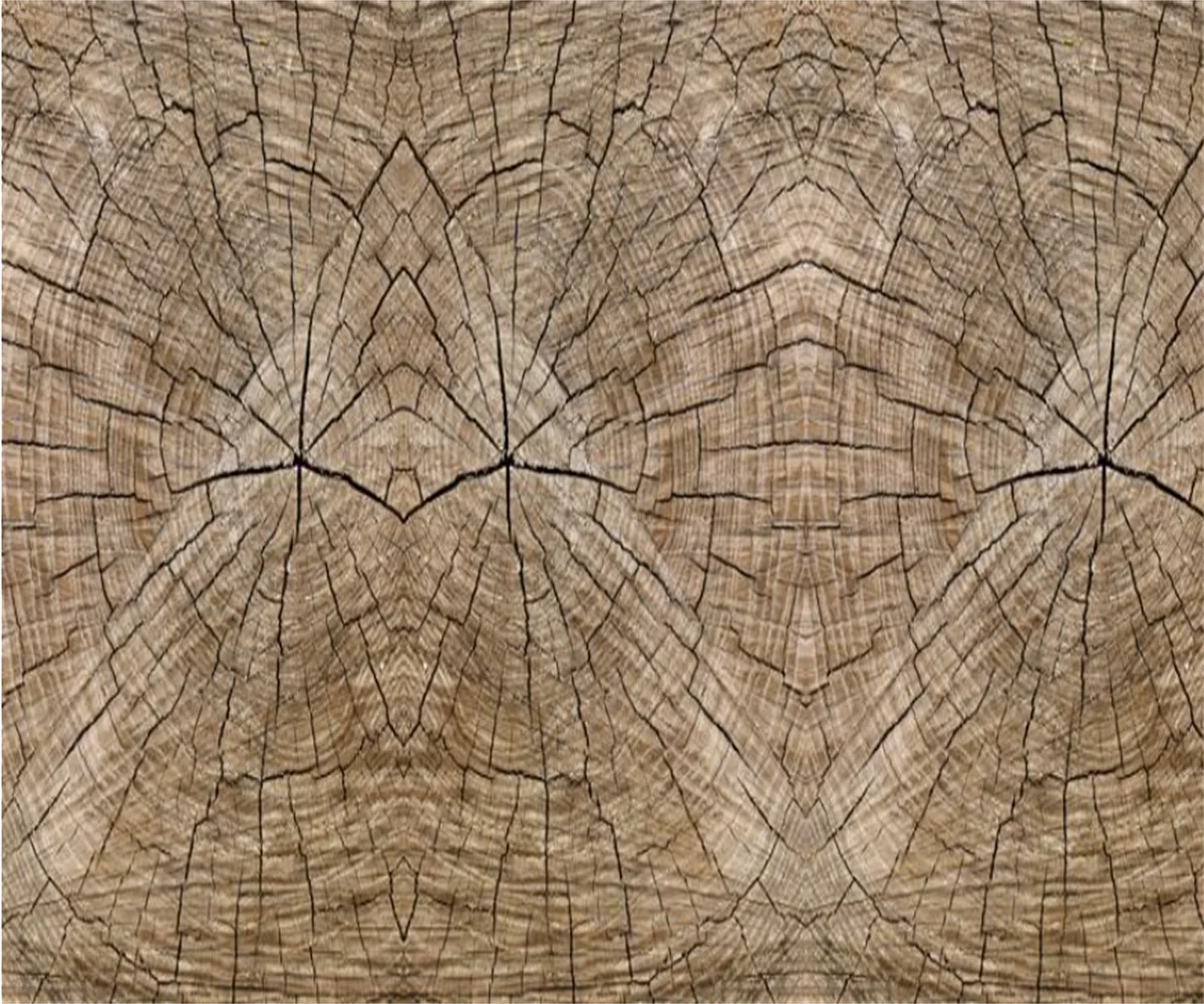 Custom sized 3d wallpaper with gray annual rings and wood grain murals, vintage tree stump wood grain decorative paintings