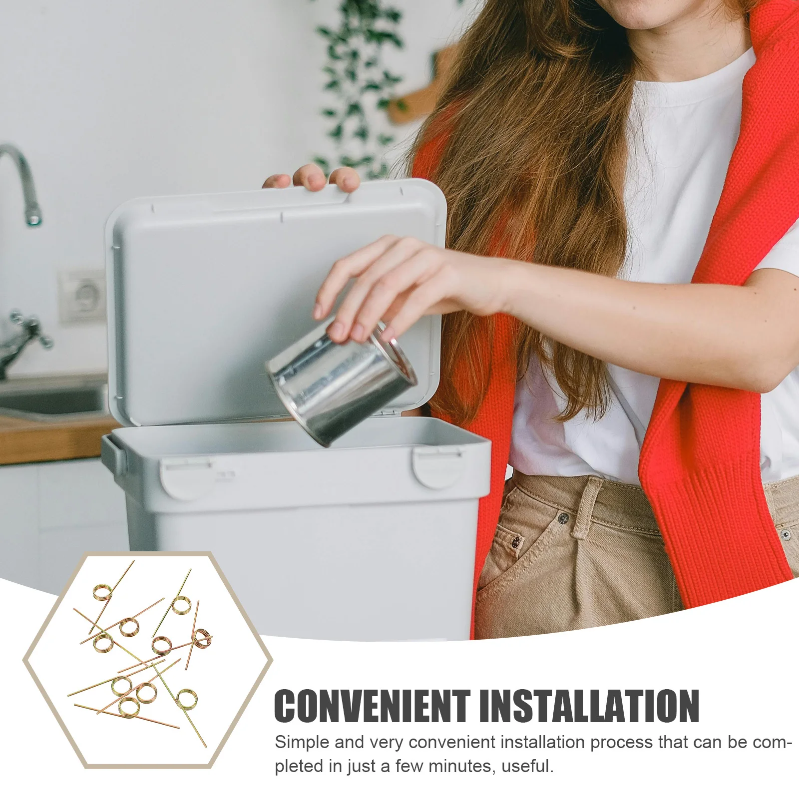 

10Pcs Sturdy Metal Torsional Springs for Trash Can Lid Replacement Repair Small Torsional Spring Parts Replace Can Lid Spring