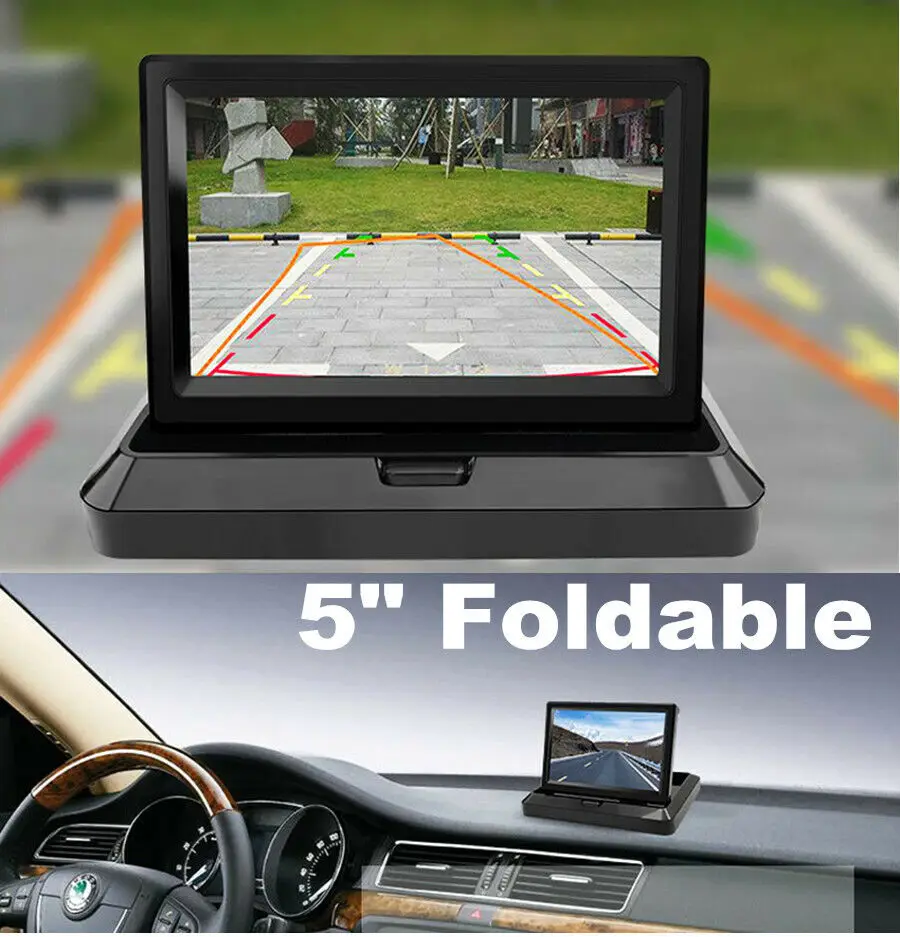 

5inch Foldable HD Car Rear View Monitor LCD TFT Color Display Screen Vehicle 2 Video Input For Camera Night Vision Reversing