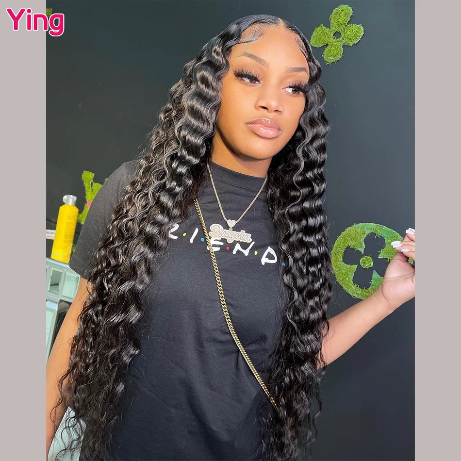 Ying Hair 200% Deep Wave Ginger Brown 13x6 Lace Frontal  Wig Human Hair 13x6 Lace Front Wig PrePlucked 5x5 Transparent Lace Wig