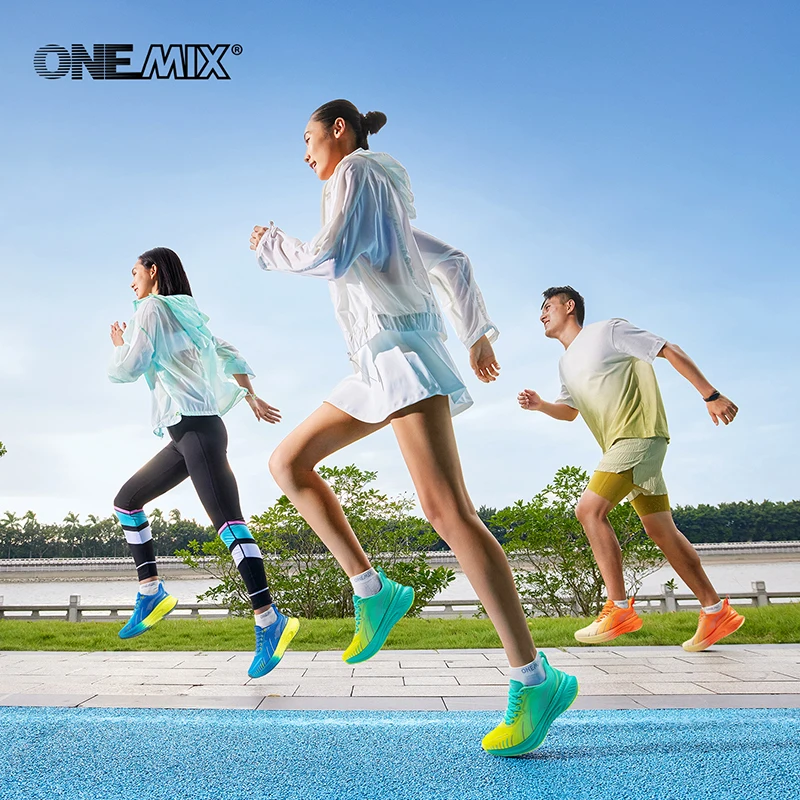 ONEMIX New Cushioning Running Shoes For Men Suitable Heavy Runners Lace Up Sports Women Non-slip Outdoor Athletic Male Sneakers