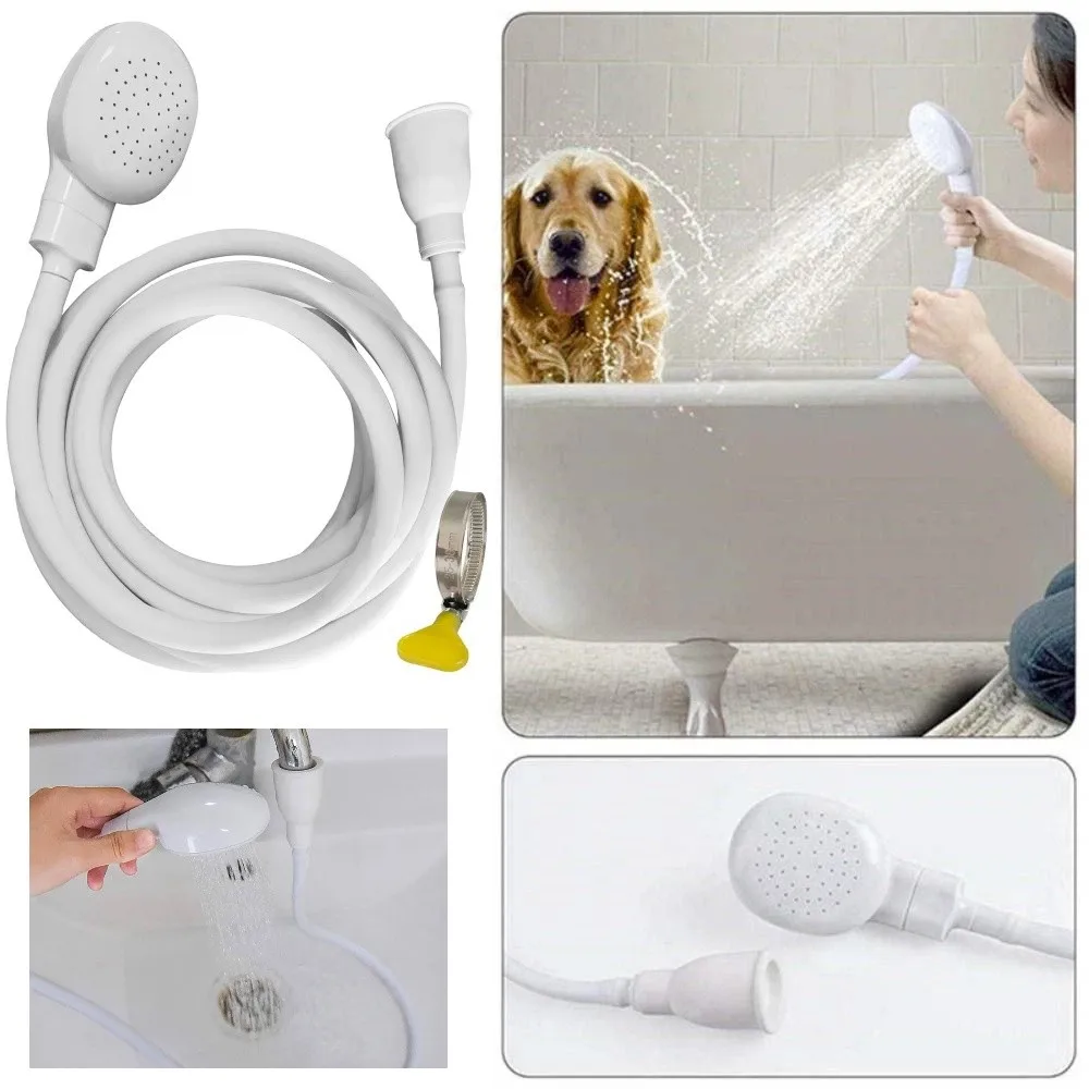 

Rubber Hose Pet Faucet Sprayer Flexible Detachable Spray Pet Washing Spray 360° Rotation Quick Connect Nozzle Dog Shower Head