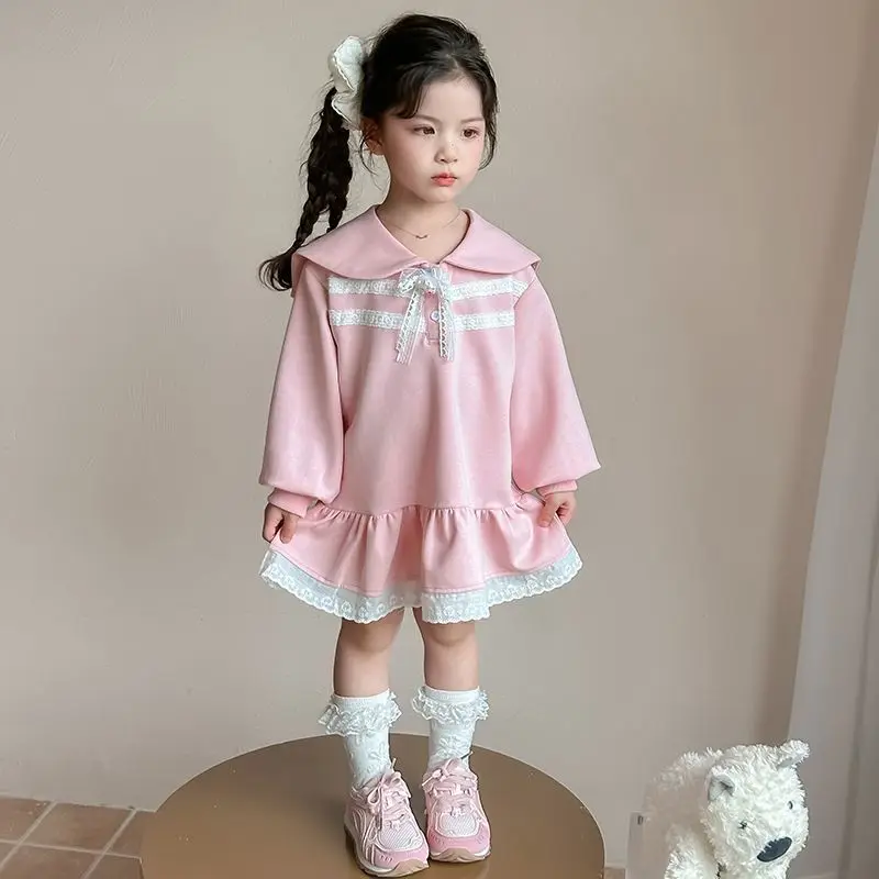 

Girls' Dress Spring and Autumn Fashion Children's Collar Cotton Long Sleeve Dress 90-150cm