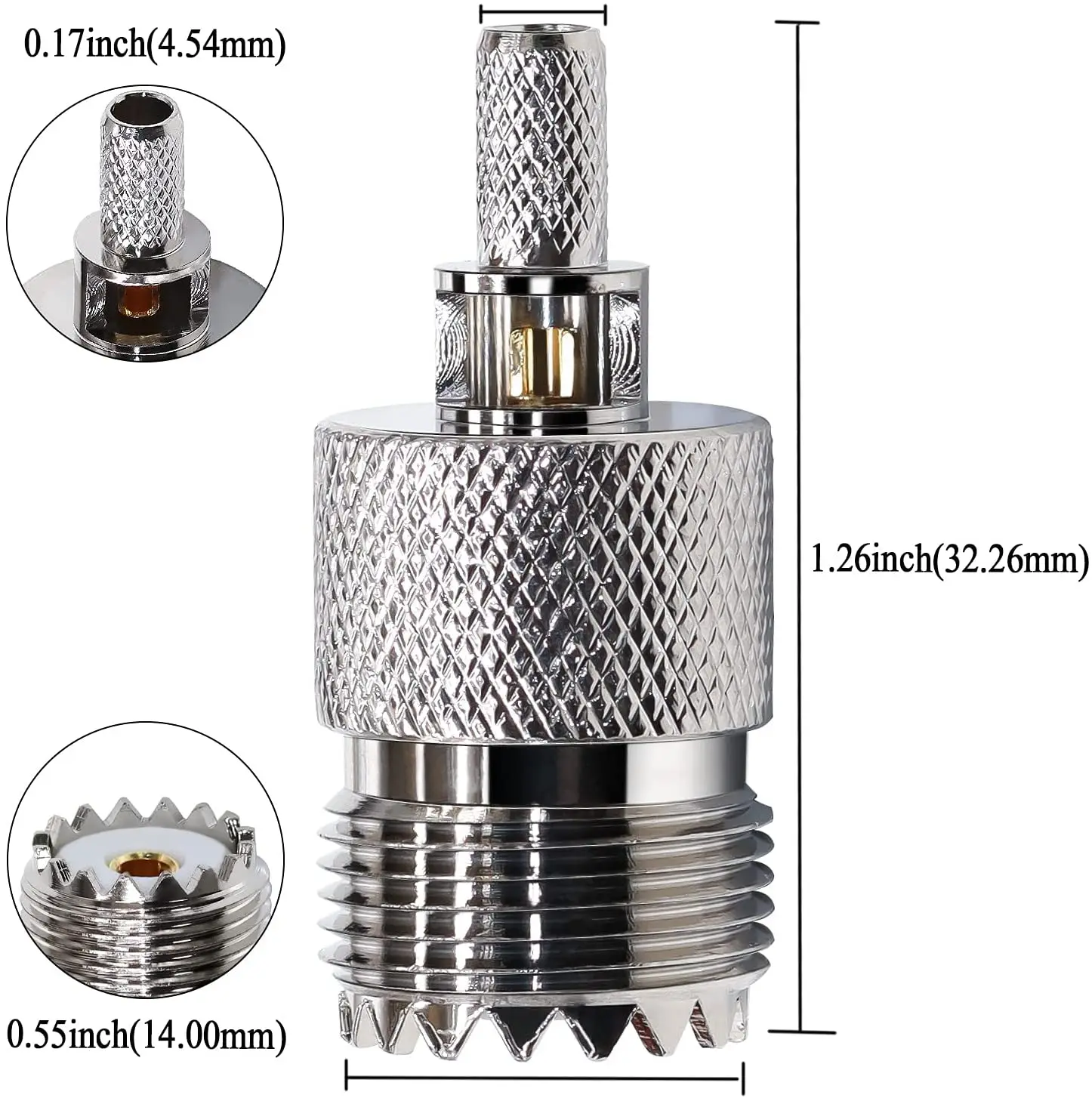 TUOLNK  UHF Crimp Connectors SO239 PL259 Female Jack Crimp Coax Adapter PL-259 RF Connector for RG58 RG142 RG400 LMR195