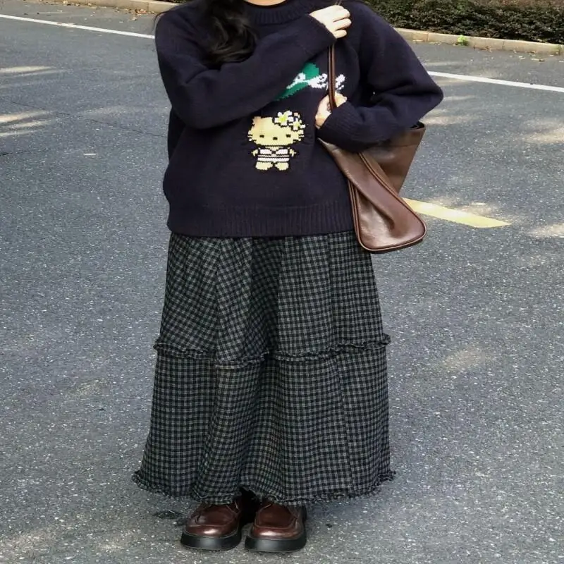 เสื้อไหมพรมถักลายการ์ตูนเฮลโลคิตตี้ ซานริโอ้ สไตล์ญี่ปุ่น สำหรับผู้หญิง ฤดูใบไม้ร่วง ฤดูหนาว เนื้อผ้าหนา ชุดเล็ก