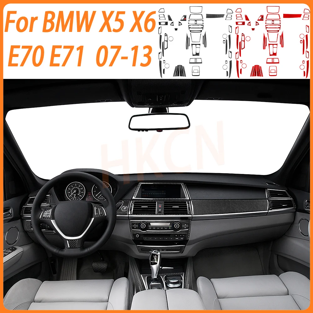 Acessórios interiores do carro engrenagem ac cd luz de leitura maçaneta da porta painel adesivo de fibra de carbono para bmw x5 e70 x6 e71 2007-2013
