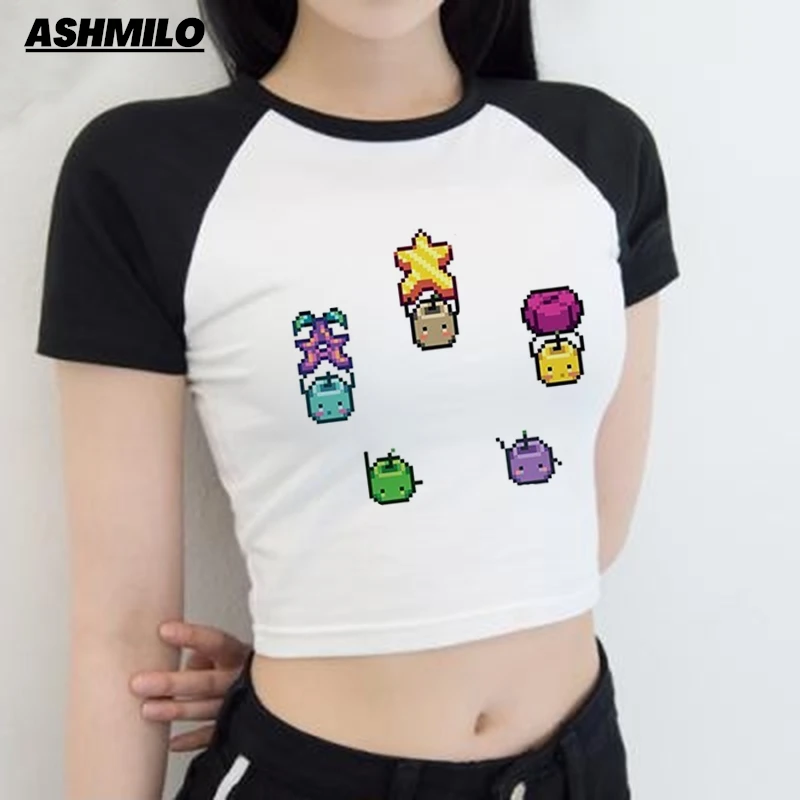 Kawaii Stardew Valley GaminG 90s Streetwear Crop Top Girl Cyber Y2k Trashy Streetwear Gothic Clothing Crop Top