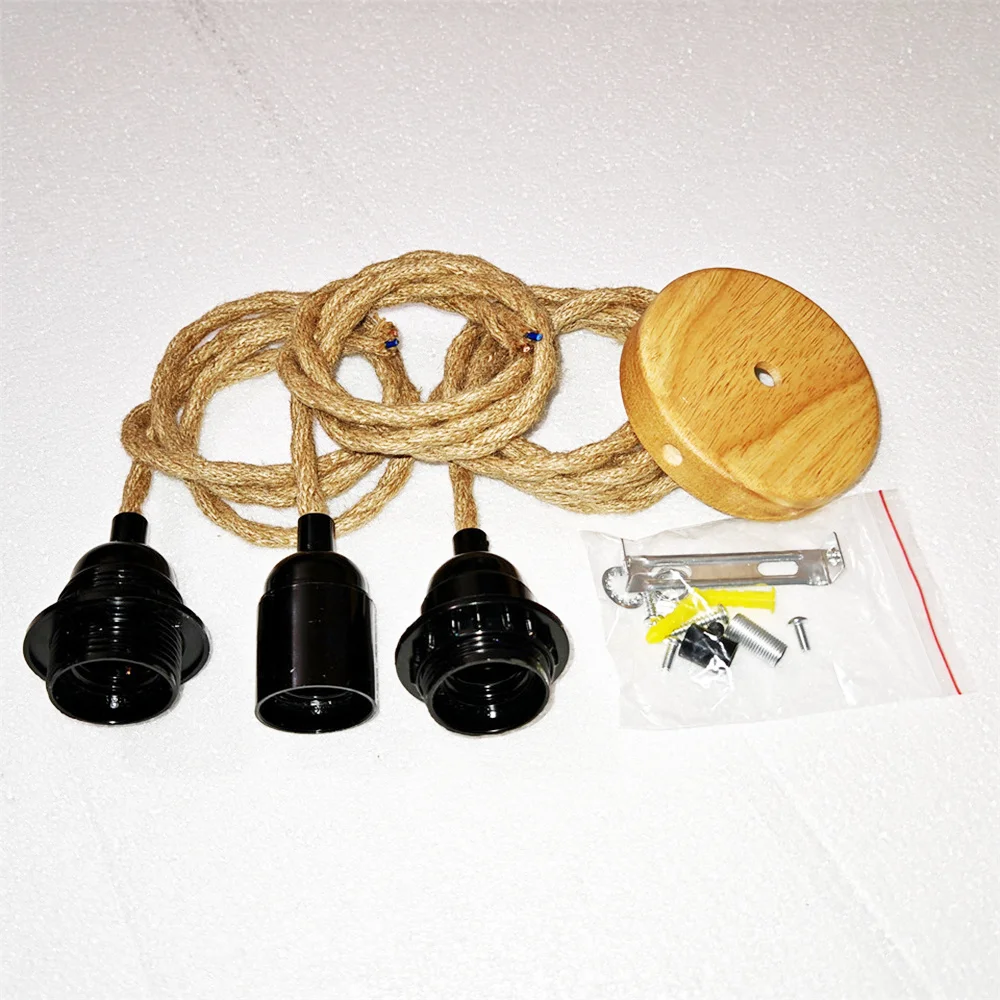Jute Rope Pendant Lamp Ceiling Lighting Fitting E27 Bakelite Lamp Holder Hanging Kits with Hemp Rope  Cable Holder Lamp Socket