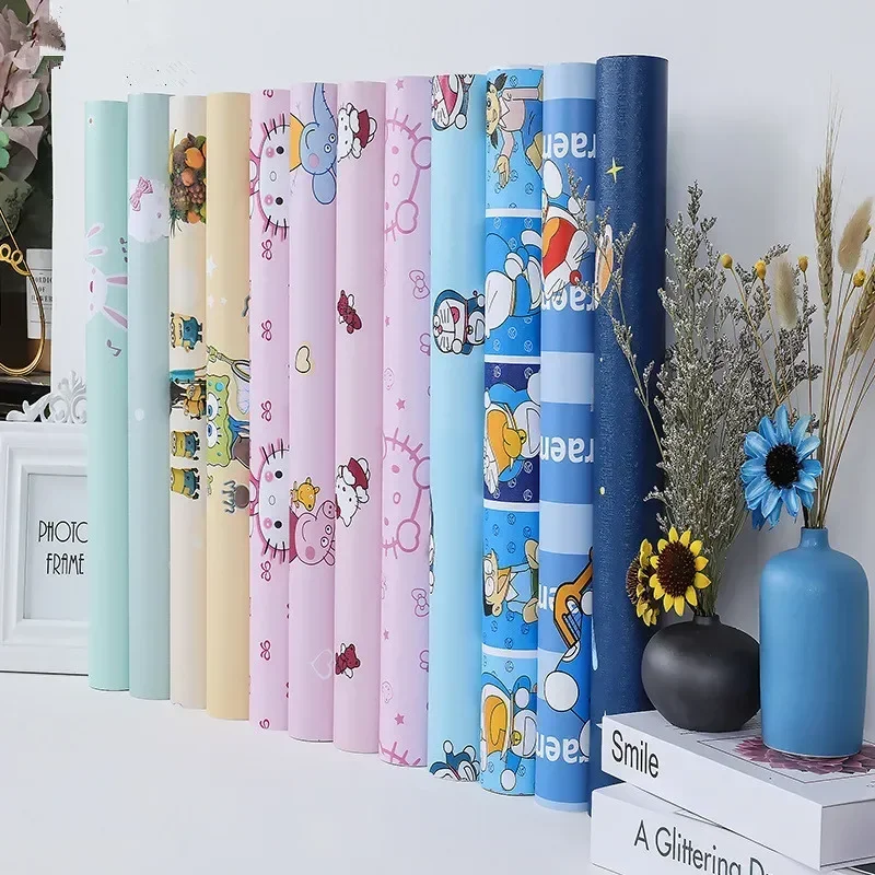 10 Meters PVC Wallpaper Roll with Classic Cartoon Animation Patterns Water-proof Self Adhesive Wall Sticker for Kid’s Room Decor