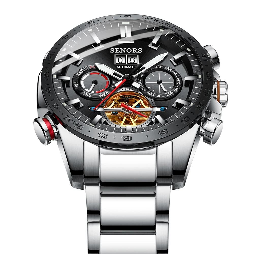 أفضل الرجال ووتش متعددة الوظائف ووتش الذكور ووتش الفاخرة توربيون الهاتفي 3Bar للماء الساعات الميكانيكية التلقائية #2