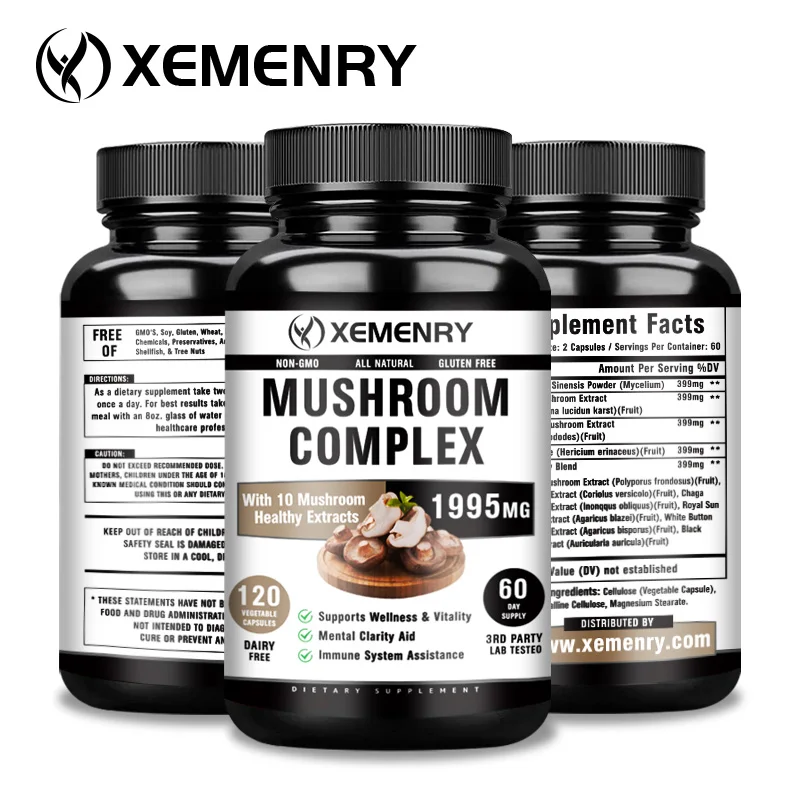 Organic Mushroom Supplements | Helps with Mental Clarity, Supports Immune System, Health and Vitality