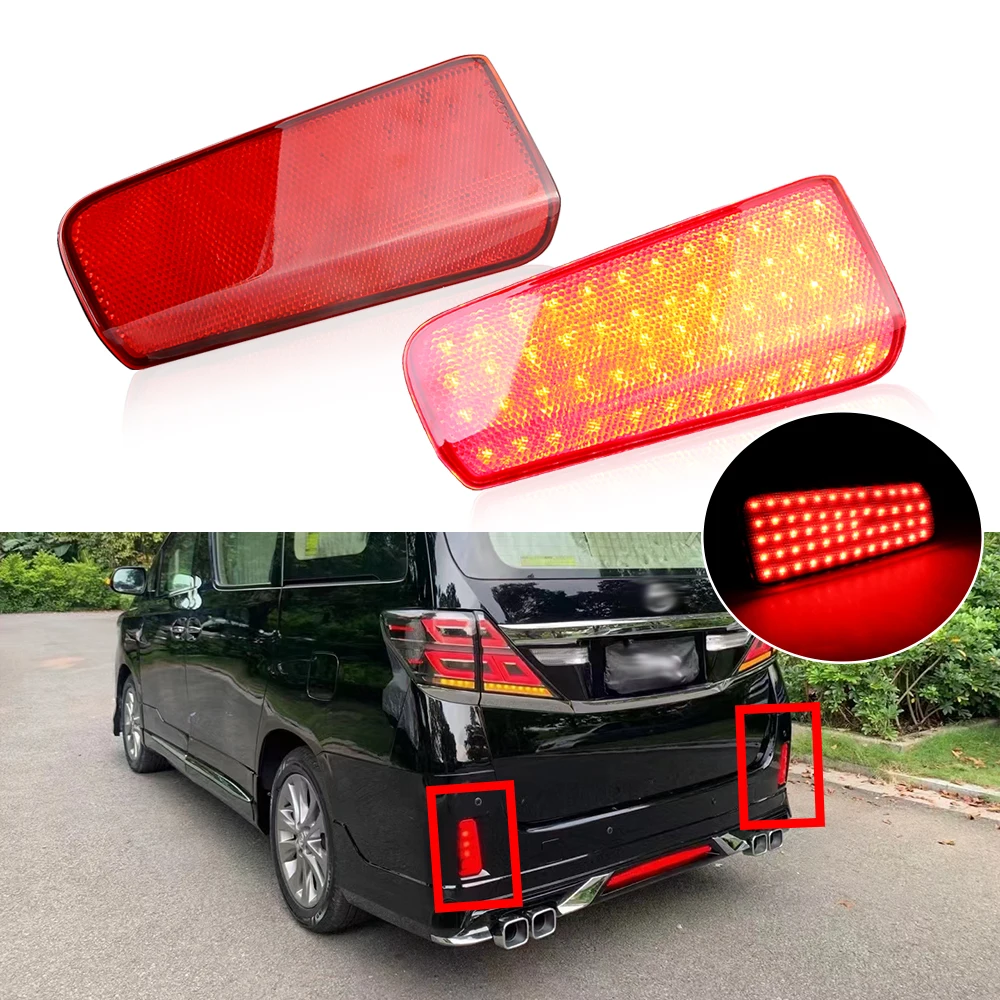 

2Pcs Red/Smoked Lens LED Reflector Lamp Rear Fog Lamp Bumper Light Brake Light For Toyota Alphard Vellfire 30 Series 2015-2018