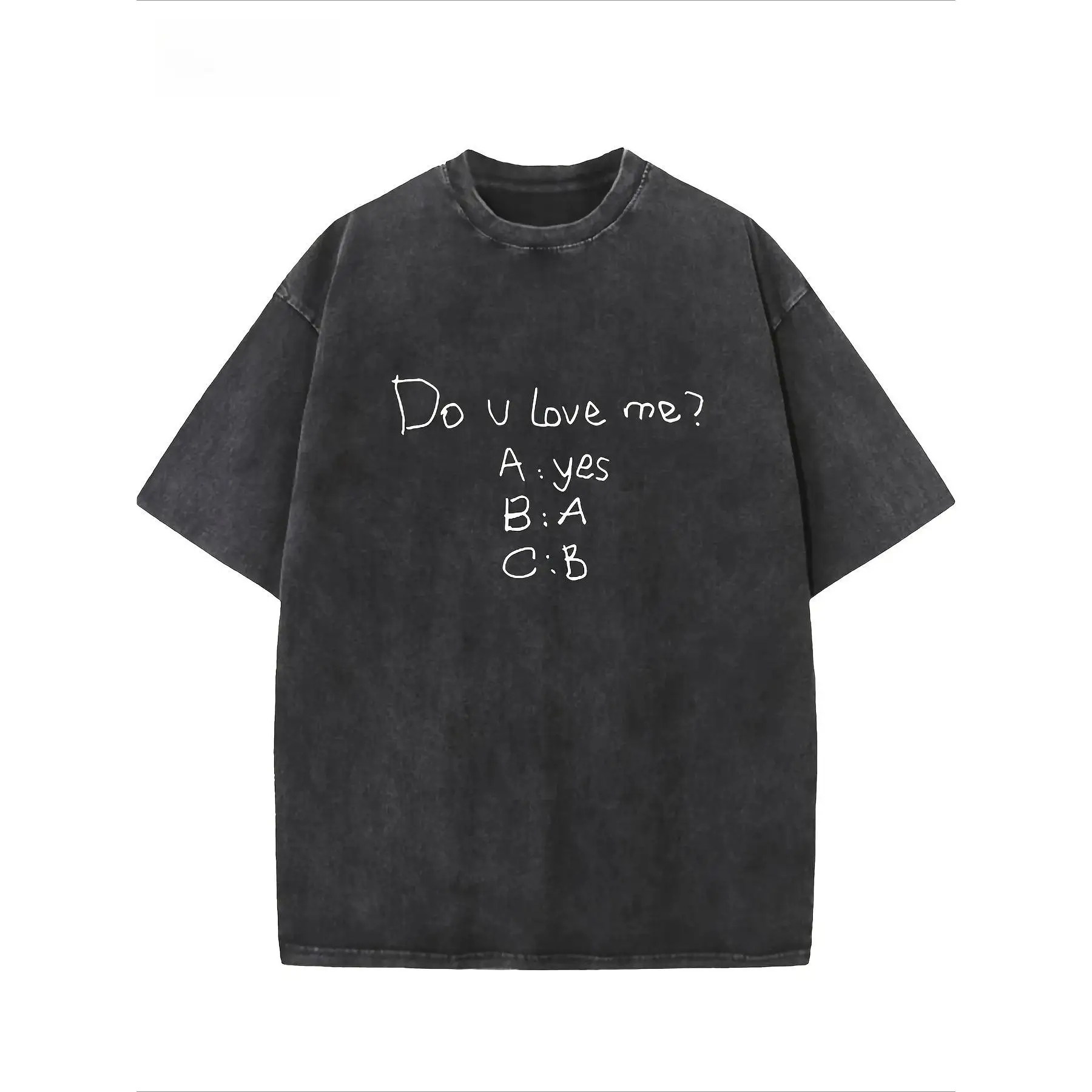 

Funny "Do U Love Me" Slogan T-Shirt, Cute Letter Print Graphic Tee, Casual Loose Fit Unisex Top, Y2K Aesthetic Streetwear