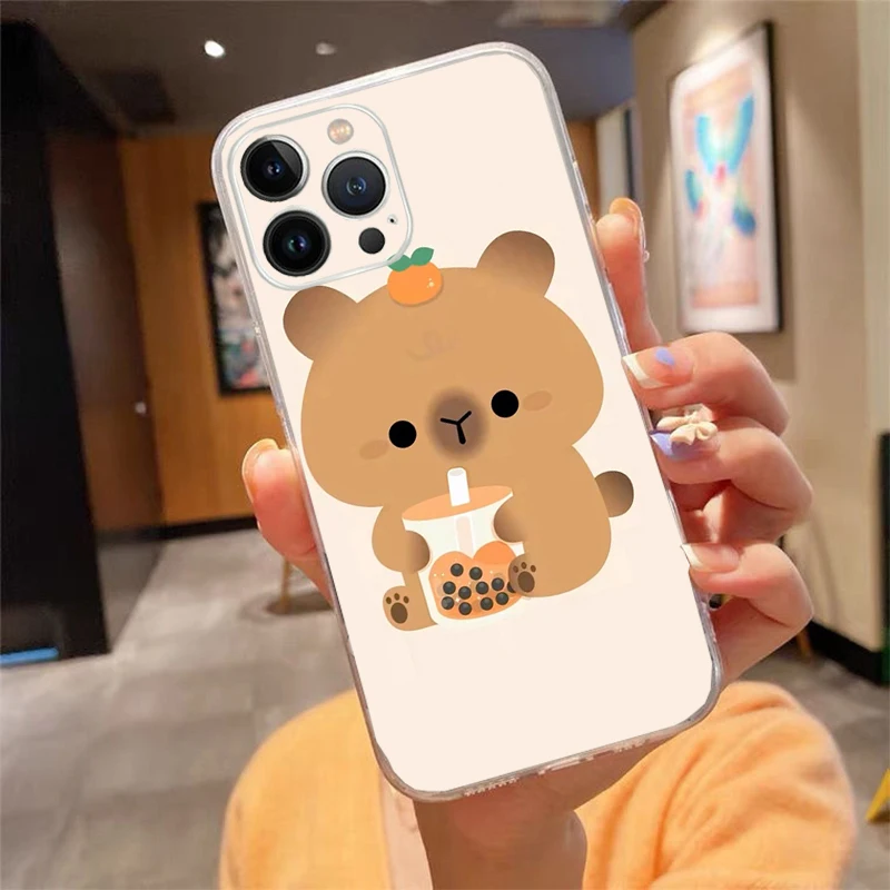 

Cute Capybara cartoon Phone Case Carcasa Funda For iPhone 17 Pro Max Air 16 15 14 13 Pro Max 15 16 Pro 15Plus Case