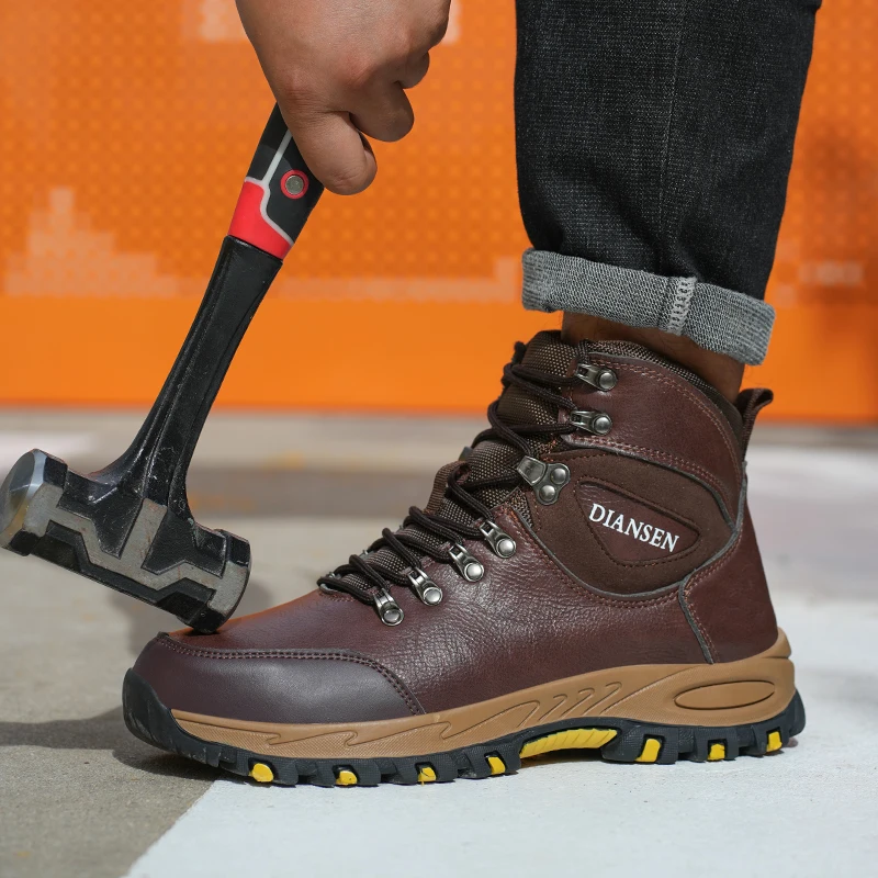 Rotating Button Indestructible Shoes Safety Boots Men Steel Toe work Boots Waterproof Non-slip Puncture-Proof Protective Shoes