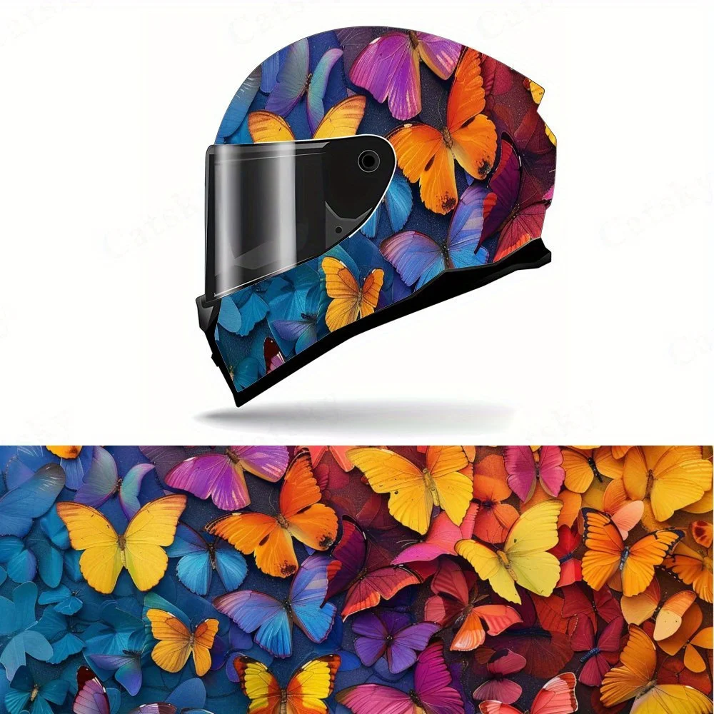 

Vivid Butterfly Helmet Vinyl Wraps, Waterproof Scratch-Resistant Full Face Helmet Decals, Durable PVC Artistic Design, Instant H