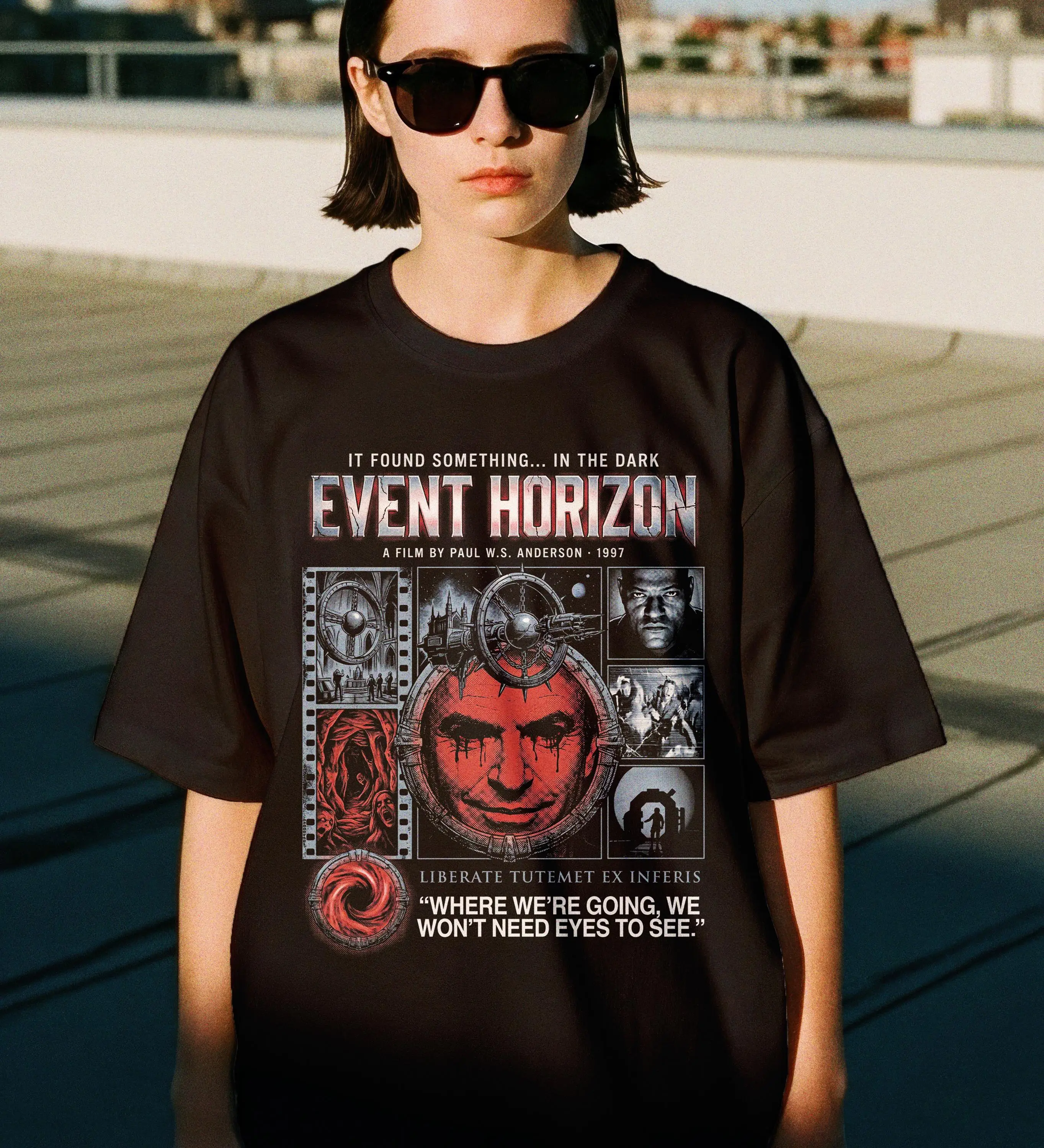 Event Horizon Sci-Fi Horror T-Shirt, Sam Neill Cult Movie Graphic Tee