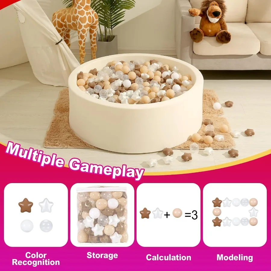 Bola pit bolas 100 peças, formas de estrela para bebês crianças cercadinho bolas de plástico para bebês piscina de bolinhas filhote de cachorro playballs