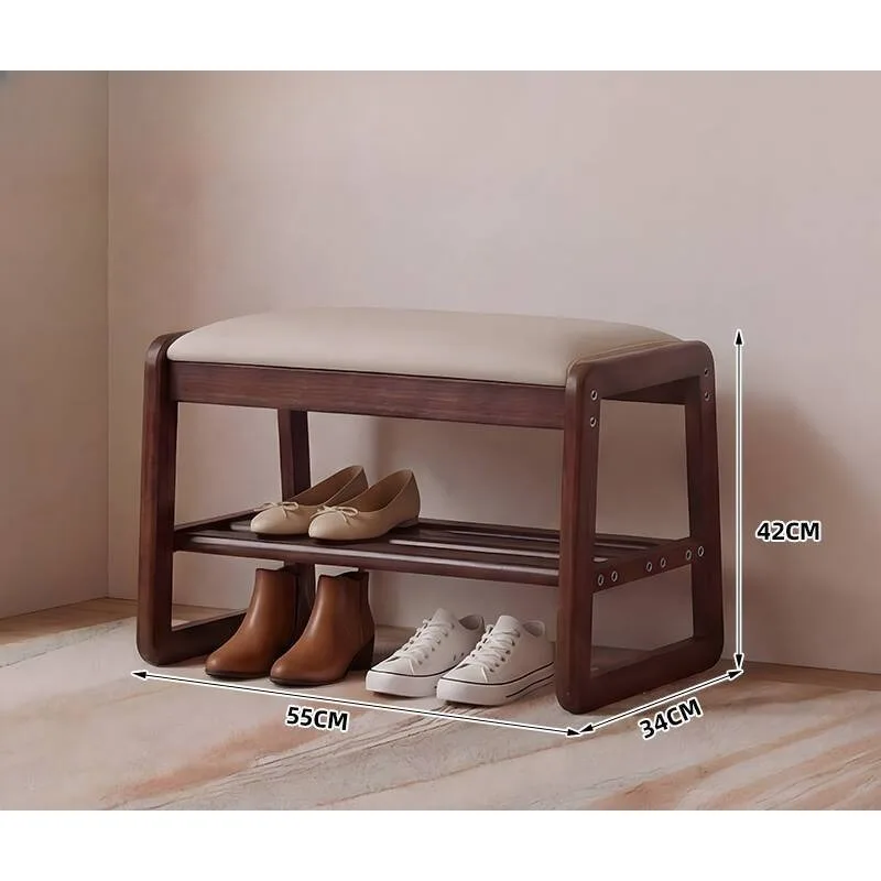 Solid wood shoe changeat the entrance of the household corridor, shoe change stool shoe cabinet entrysoft bag integrated sitting