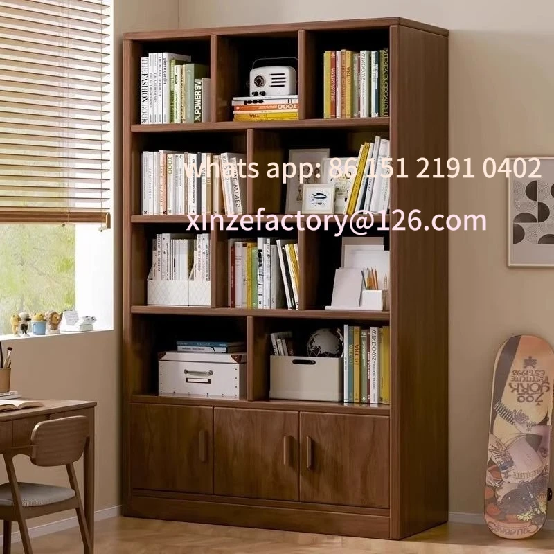 

Настраиваемая книжная полка из цельного дерева, напольная полка, многослойный настенный шкафчик для гостиной, студенческий домашний книжный шкаф для хранения