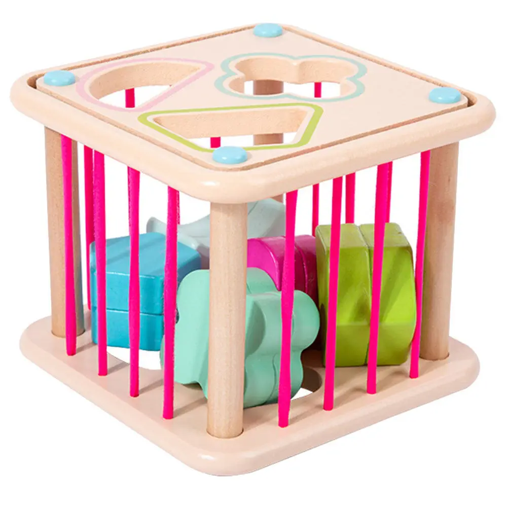 

1 Set Wooden Sensory Blocks Compact Shape Sorter Educational Kids Plaything Toddler Learning Development Fun Accessory