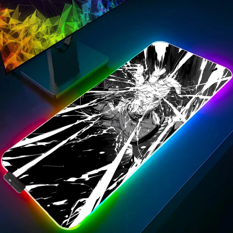 

Наруто Учиха Саске RGB коврик для мыши геймер большой светодиодный коврик для клавиатуры нескользящий резиновый компьютерный ковер настольный коврик PC геймер подсветка коврик для мыши