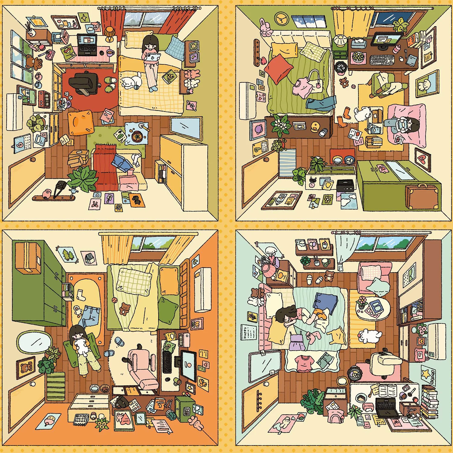 

Kawaii Childhood memories 3D Room Four Seasons Landscape Sticker DIY Pocket Cabin Scene festival gift ﻿