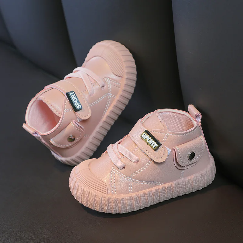 2023 New White Leather Baby Toddlers Sneakers First Walkers Children\'s Shoes for Boys and Girls Star Casual Flats Kid Shoes