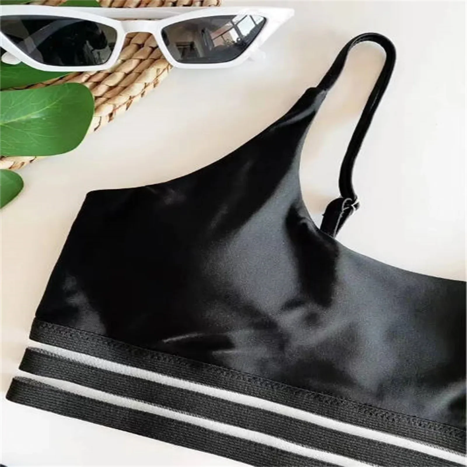 Costume da bagno push up con scollo all'americana Costume da bagno push up sexy da donna a triangolo in tinta unita Bikini due pezzi Costume da bagno push up con scollo all'americana