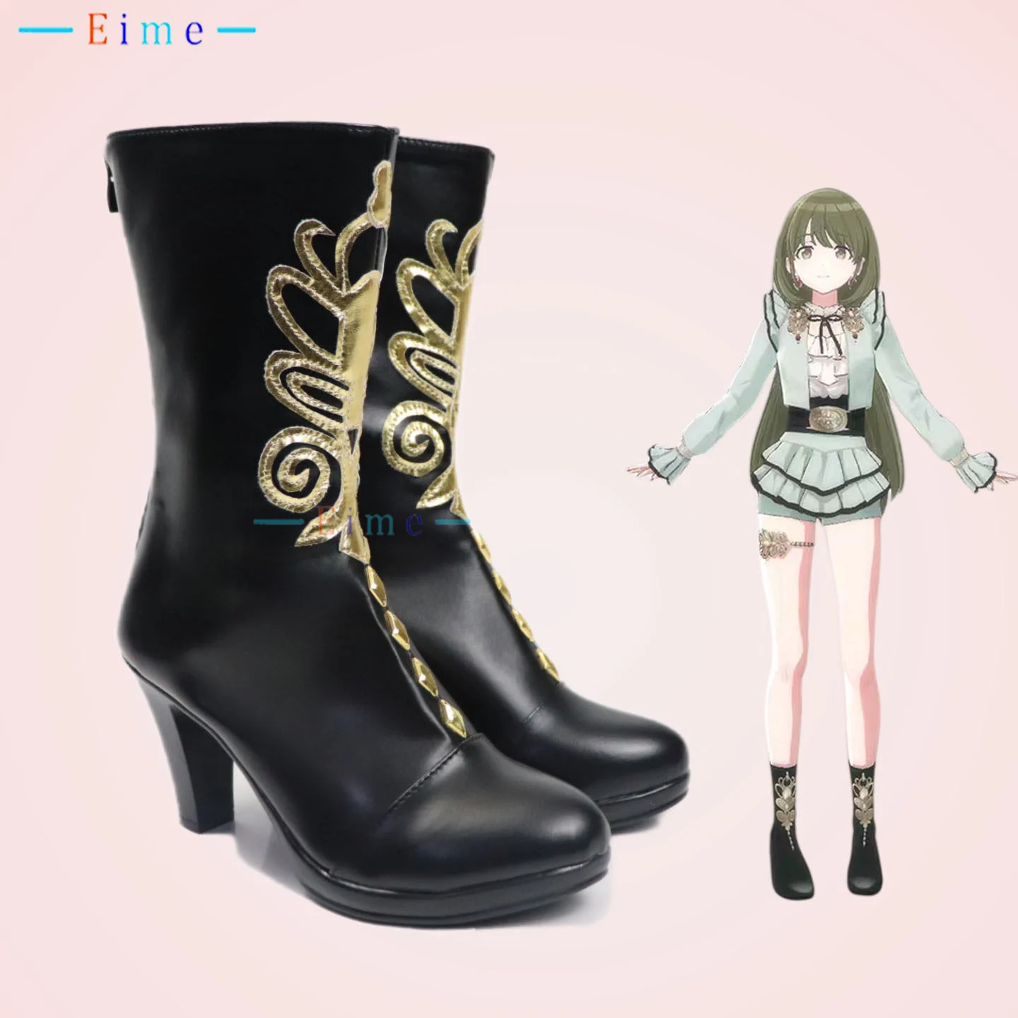 

Обувь для косплея Nanakusa Nichika, черные туфли на высоком каблуке, карнавальные ботинки на Хэллоуин, обувь из искусственной кожи, изготовленная на заказ, большие размеры