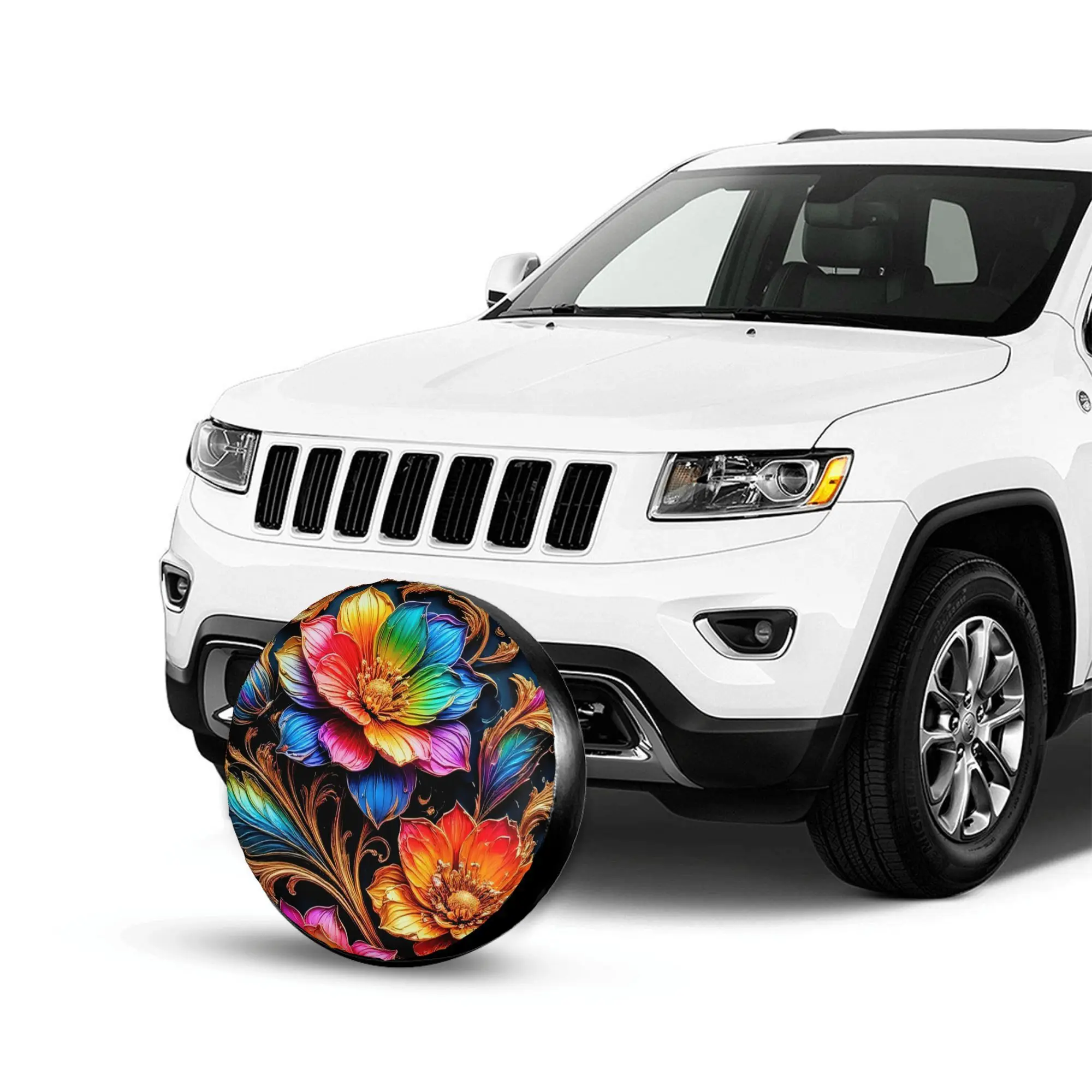 

1pc Vintage Floral Print Car Spare Tire Protection Cover, Suitable For 14 Inch, 15 Inch, 16 Inch, And 17 Inch Tires, Suitable Fo