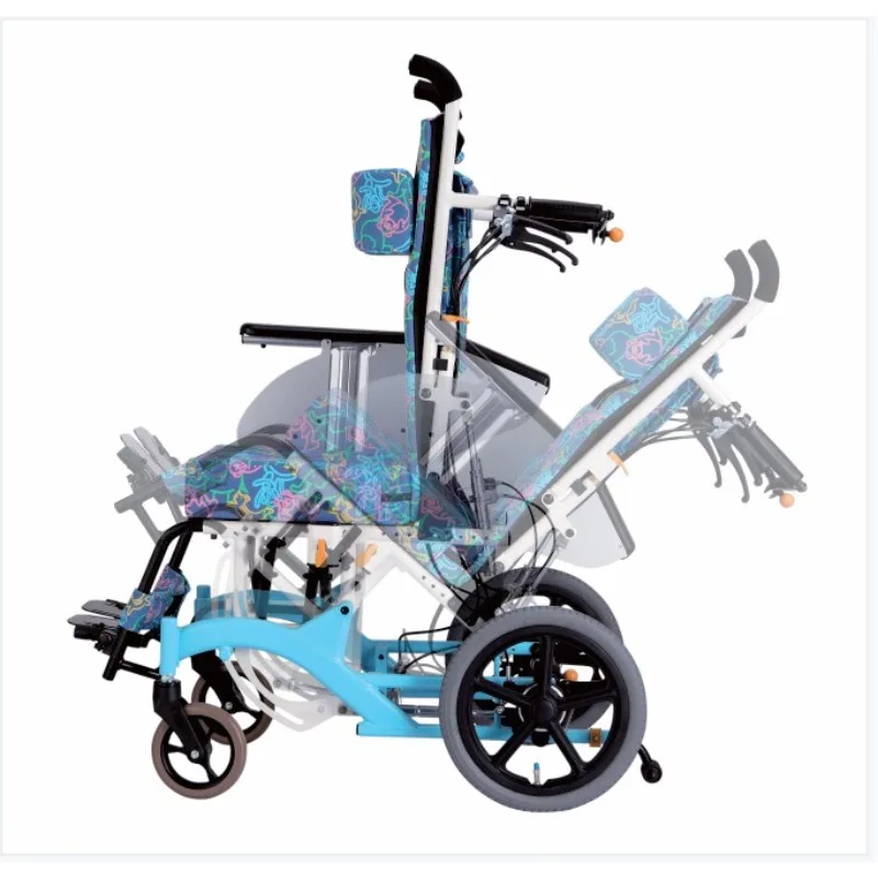 Wheelchair semi-reclining children wheelchair adjustable high backrest foldable disabled scooter
