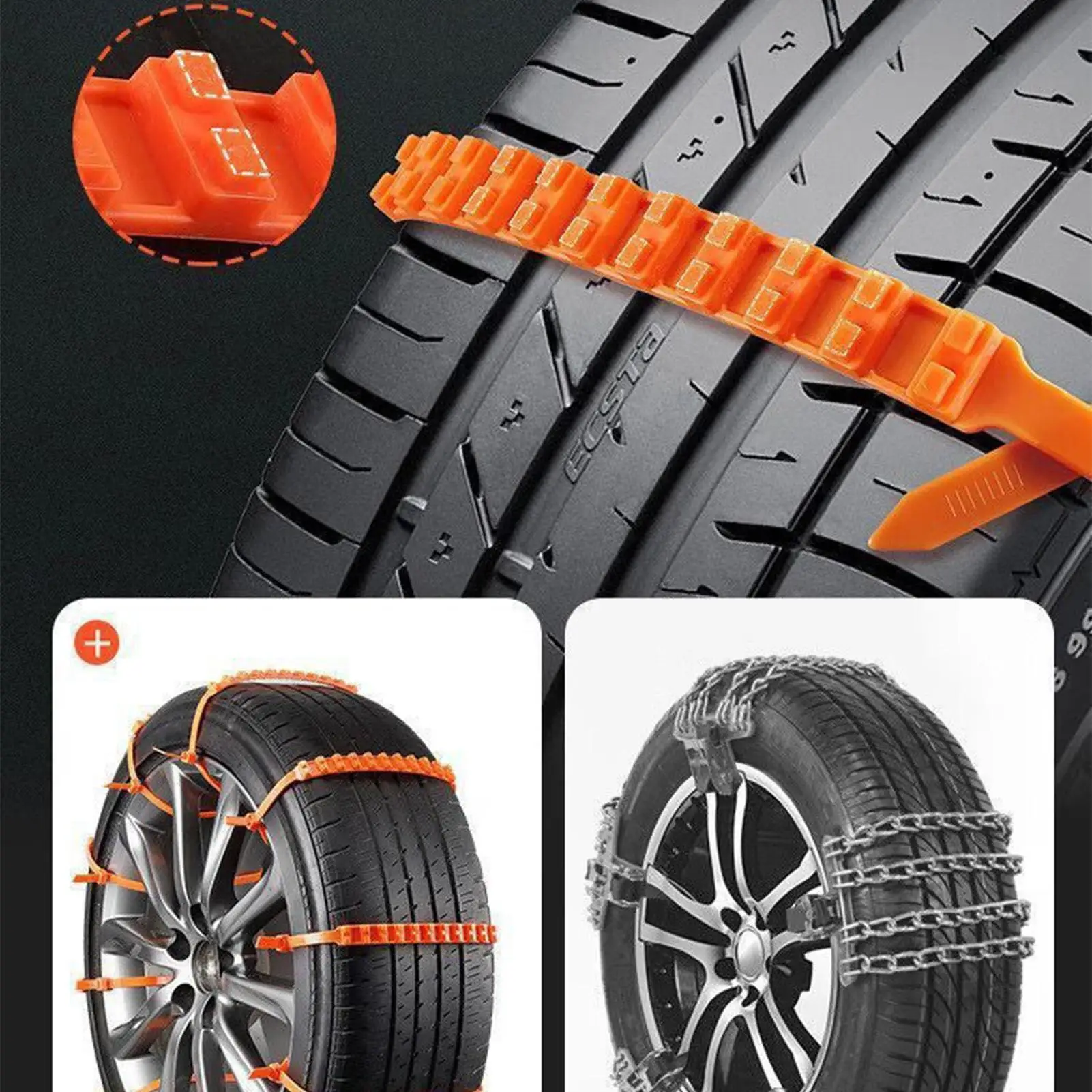 10 Pieces Snow Chains for SUV, Automotive Tire Zip Ties for Snow Wheel Anti-Slip Chains for Sedan SUV Truck Outdoor Winter