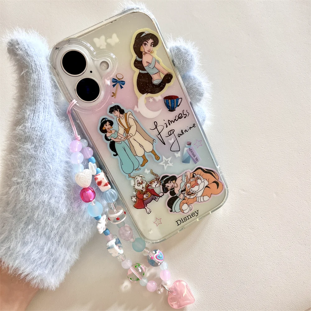Jasmine Princess Cartoon Fairy Tale Girl Phone Case for iPhone 14 Pro 12 Pro 15 Plus X 16 Pro Max 13 Soft Cover TPU Silicone