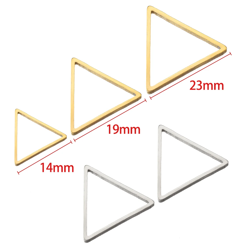 20pcs Stainless Steel Triangle Frame Charms Pendants for Earrings Necklace Bracelet DIY Jewelry Making Accessories Wholesale