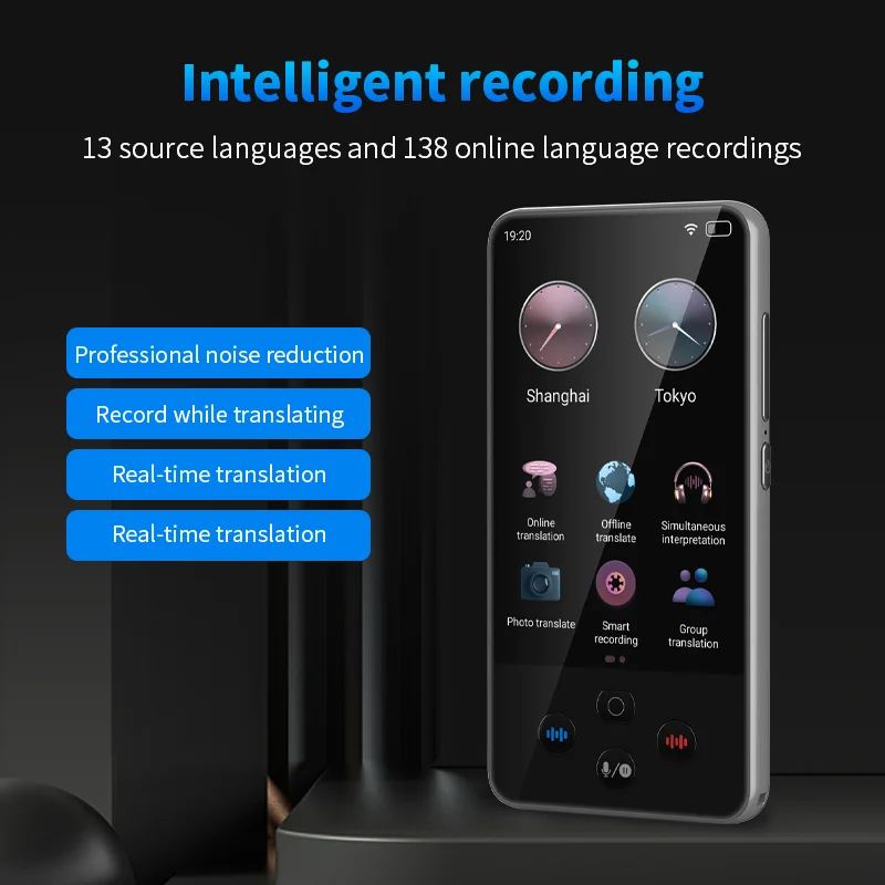 Portable S85 Pro Translator Device Big Screen 138 Languages Voice Tradutor Intelligent Real-time Translating Offline Translation