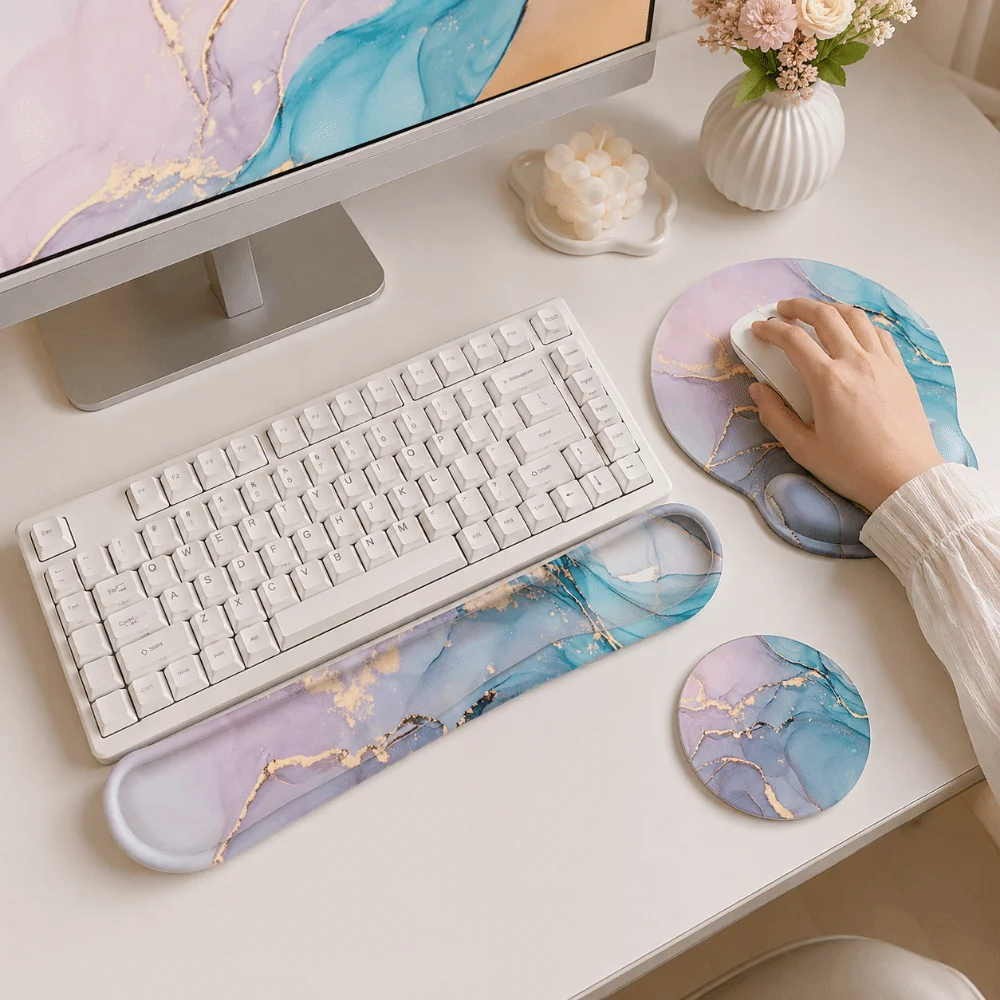 3Pcs/Set Comfortable Keyboard Wrist Rest Set Soft with Wrist Rest Mouse Wrist Support Pad Hand Rest Coaster