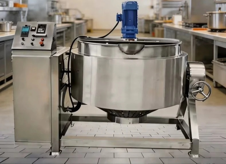 Heated Mixing Tilting Jacketed Mixer Pot Fruit Vegetable Jam Juice Beverage Concentrate Cooking Kettle With Scrapper