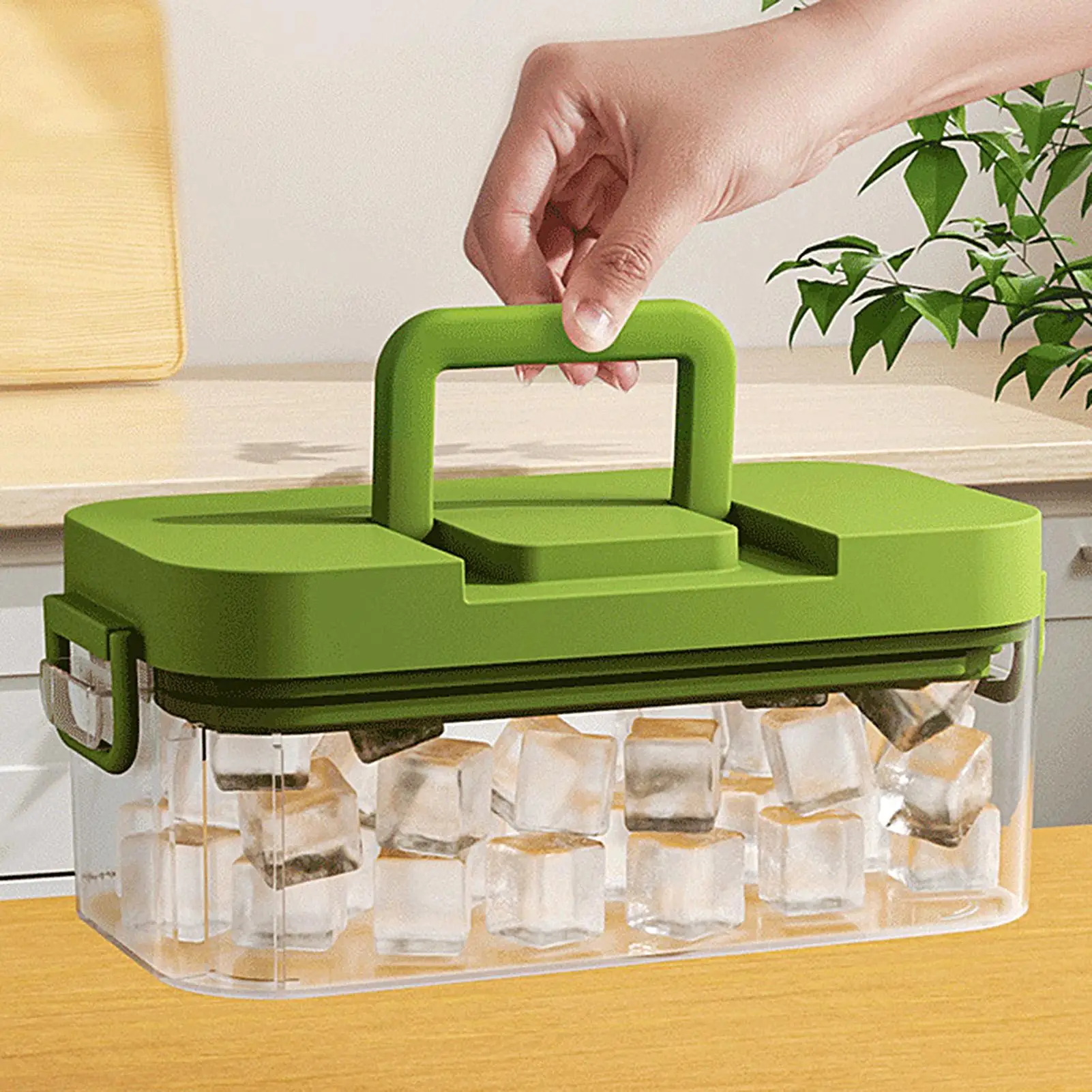 

Ice Trays For Freezer With Lid 64 Grids Cold Block Mould Ice Making Tray With Handle And Lid For Whiskey Cocktail Coffee