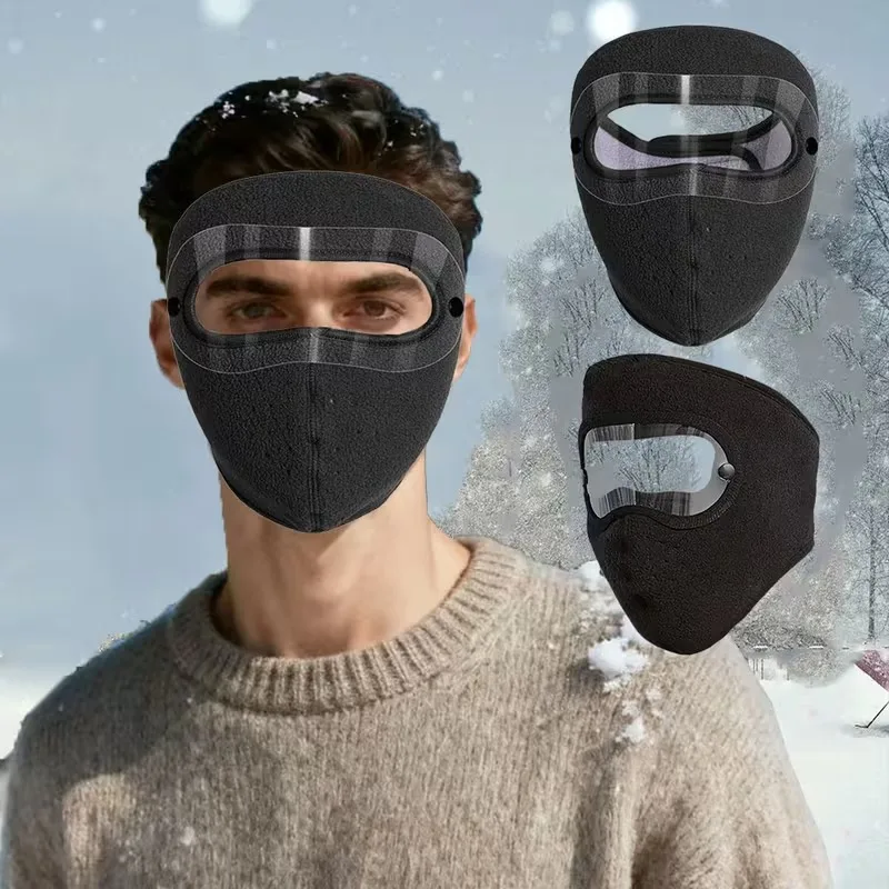 

Unisex Face Mask Windproof Antifog Fleece Face Shield Cycling Cap HD Goggles Motorcycling Winter Winter Protection