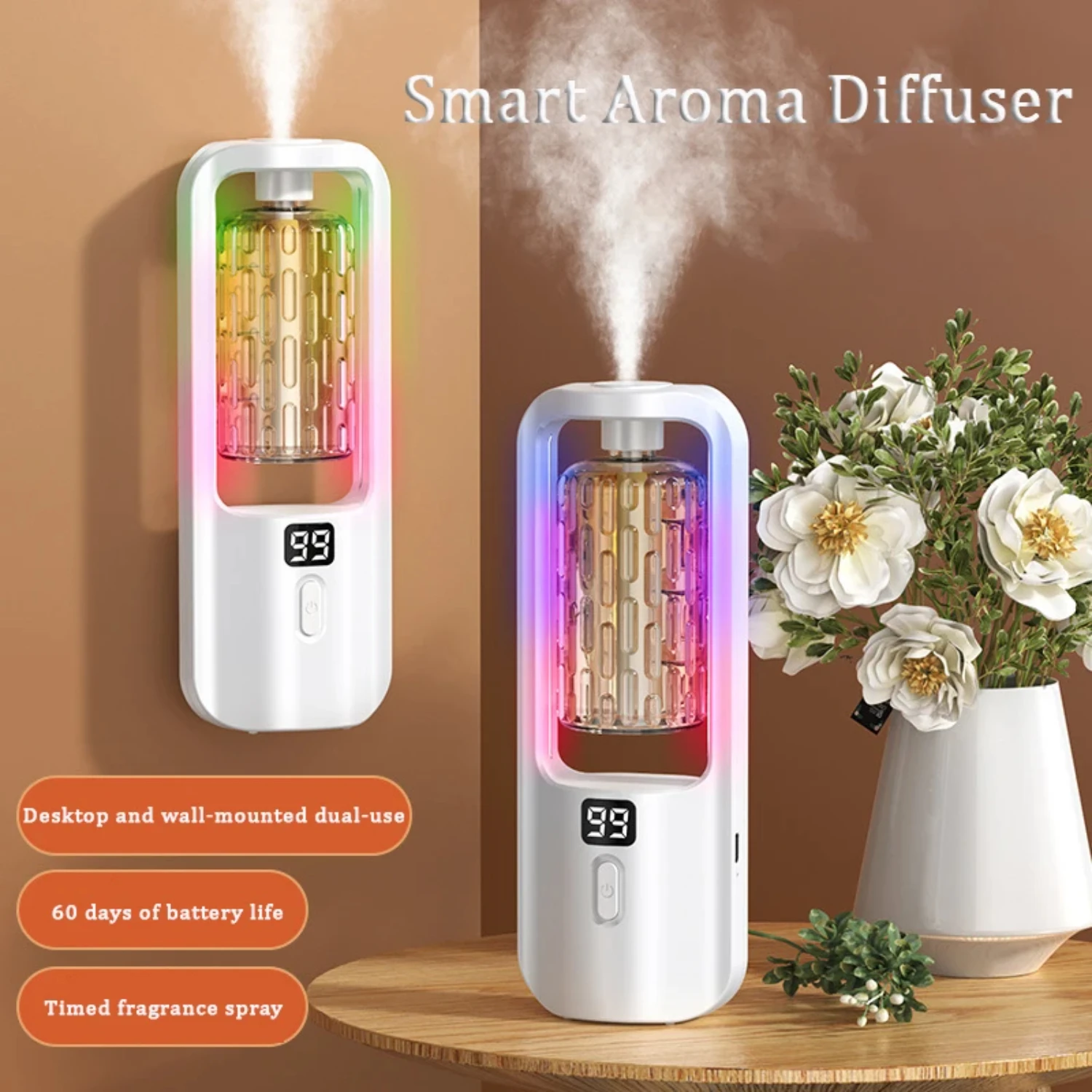 Colorful Wall-Mounted Aromatherapy Machine - Relaxing Air Purifying, Deodorizer, and Humidifier for Your Toilet - Enhance Ambian